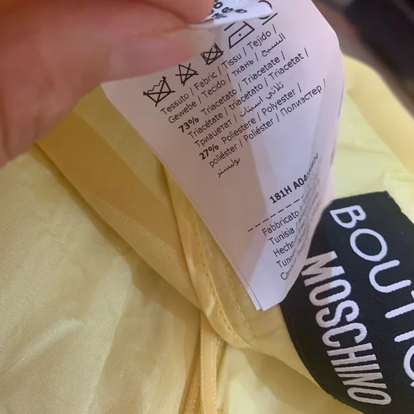 MOSCHINO BOUTIQUE Pastel Yellow Baby Doll Midi Asymmetrical Dress size 6 - Picture 10 of 13